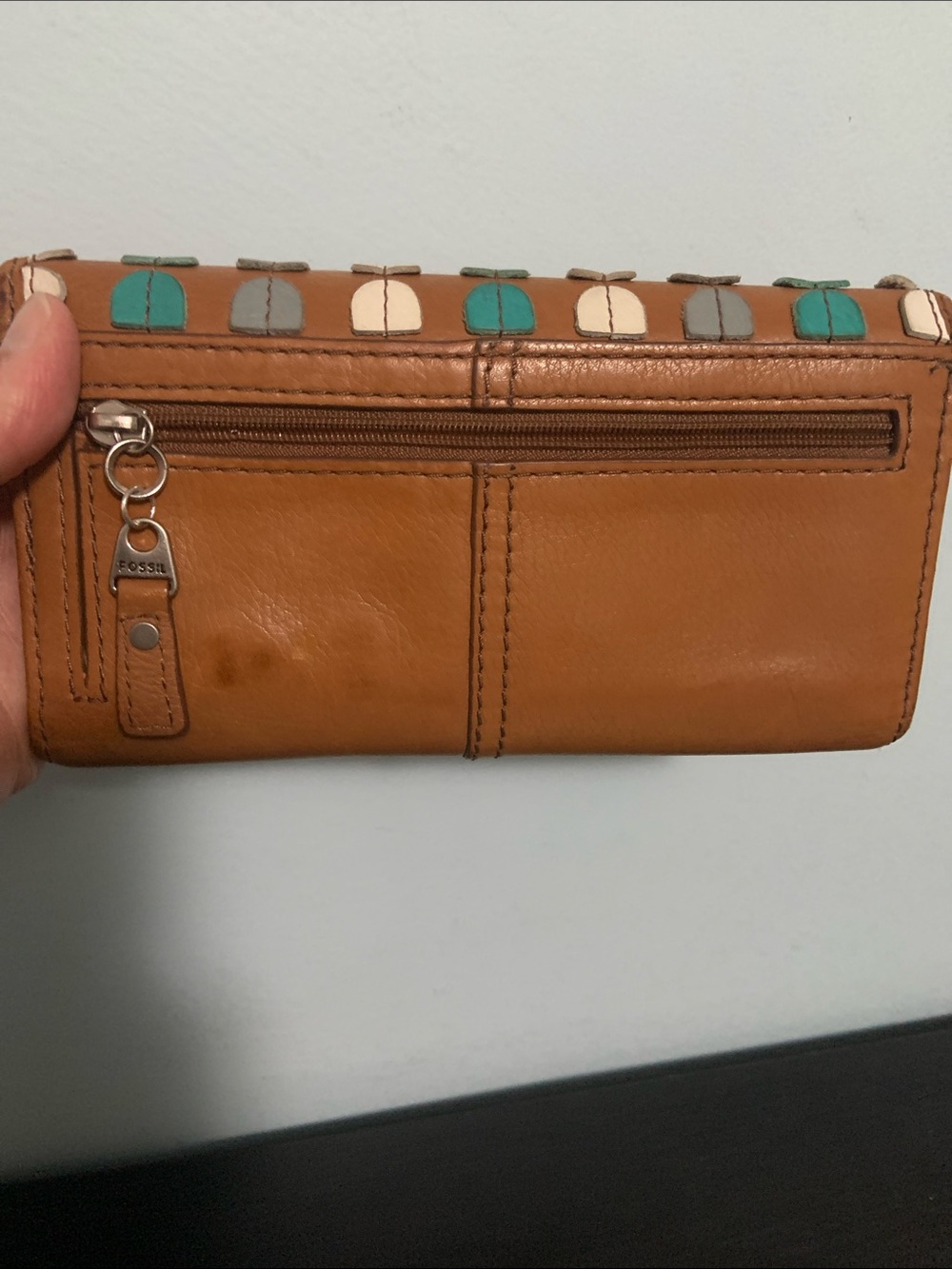 Teal Fossil Leather Tote Bag and Wallet - Picture 11 of 16
